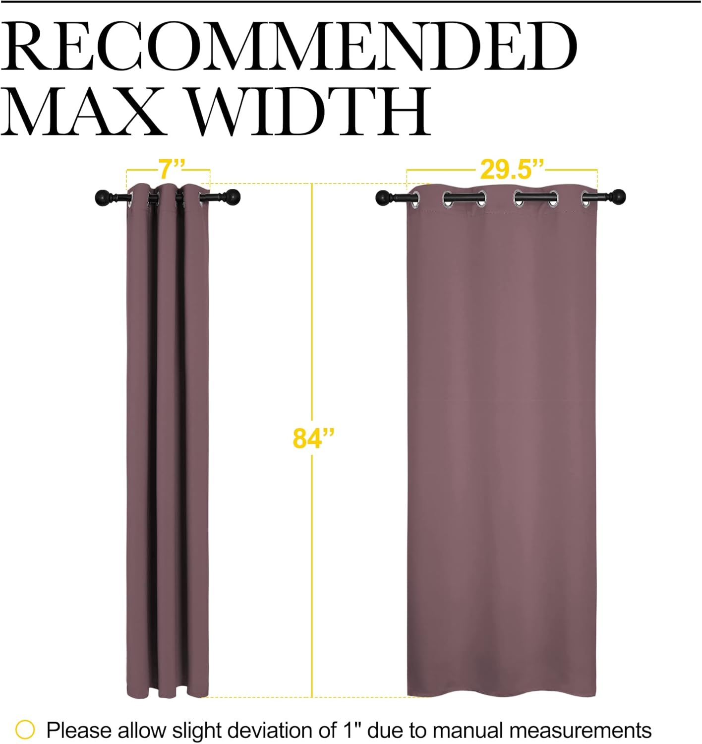 NICETOWN Thermal Insulated Blackout Curtain Panels - Dry Rose, 34x84 Inch, 1 Pair for Basement