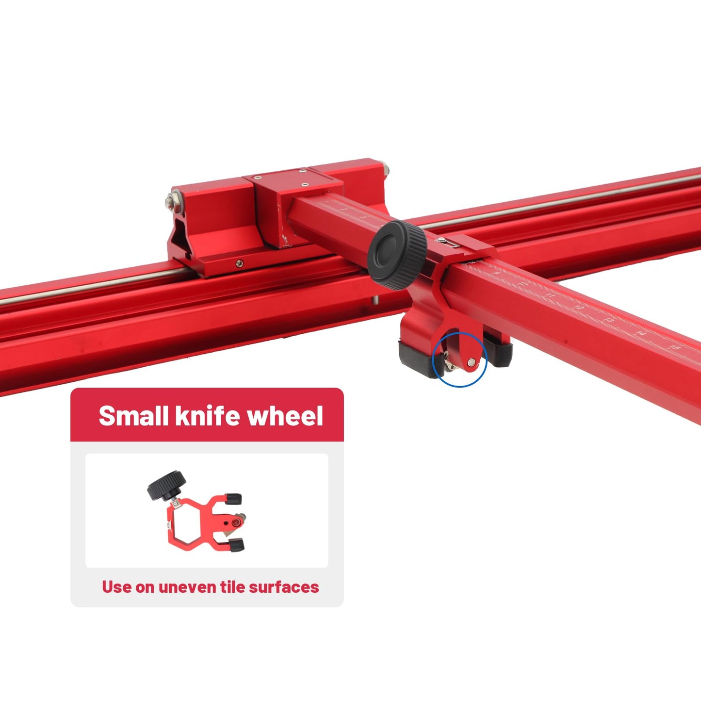 Red Manual Manual Tile Cutter –Professional Large Tile Cutter Tool – Portable 71" (1.8 m) Guide, Max Cutting Width 35.4" (90 cm), Ideal for Contractor