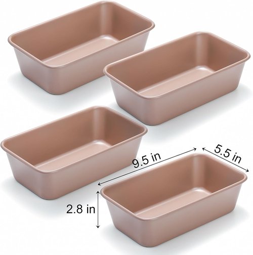 Elsjoy Non-Stick Loaf Pan Set - 4 Pack 9.5 x 5.5 Inch Carbon Steel Bakeware for Bread & Meatloaf