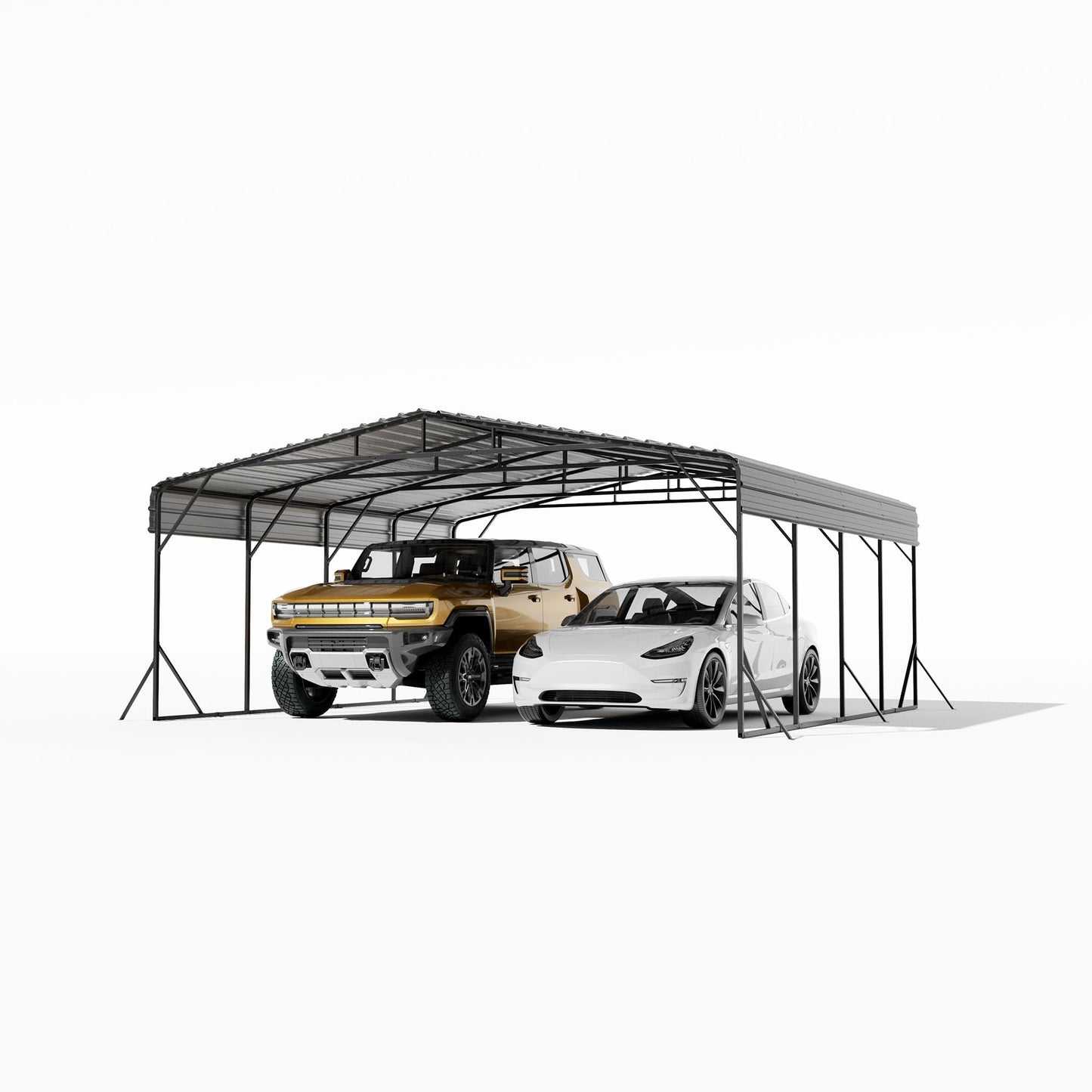 HOMPUS 20x20 FT Heavy Duty Metal Carport Kit, Waterproof Windproof Aluminum Car Ports with Steel Shelter Frame Cover for 2 Car or Boats, Easy Assembly Tractor/Car Storage