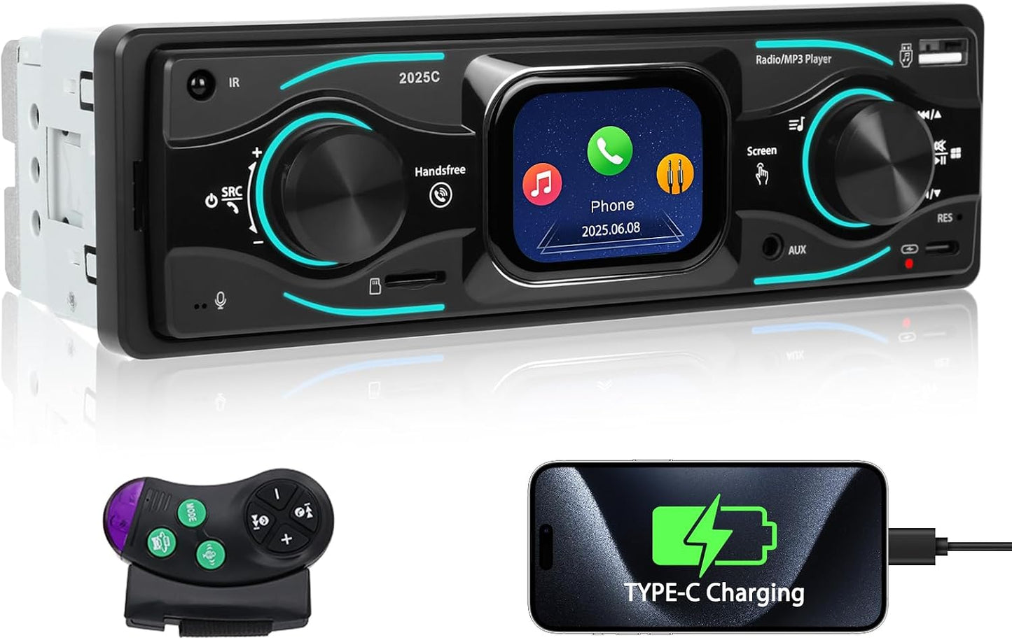 Motorsi 2.17" 12V MP3 Radio/MP3/SD/AUX-IN/USB/EQ/Quick Touch Screen Bluetooth Single Din Car Stereo Audio Player