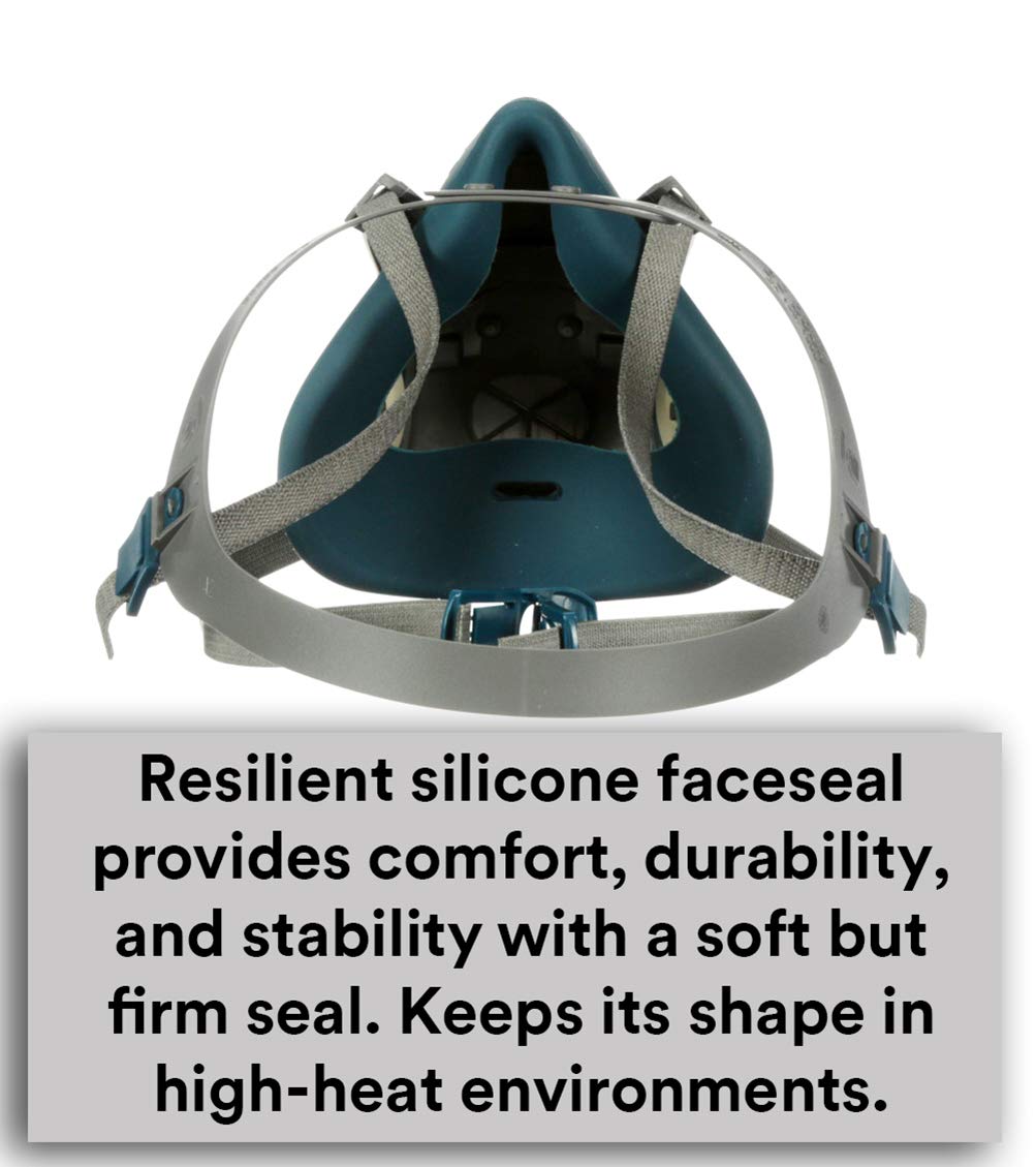 3M - 51131494928 Rugged Comfort Quick Latch Half Facepiece Reusable Respirator 6503QL, Gases, Vapors, Dust, Large- Pack of 10