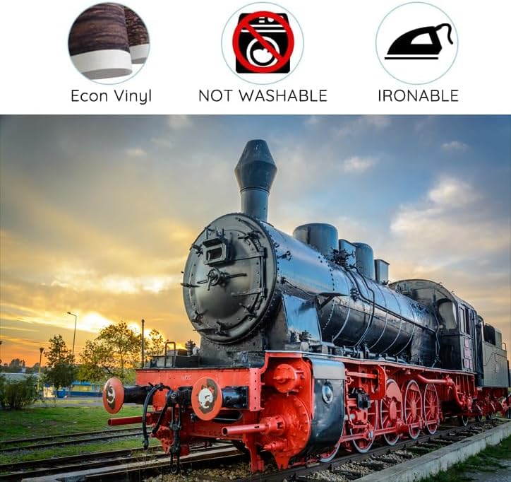 DYNH Sunset Supplies-7x5FT Steam Train Backdrop,Railroad Tracks Railway Photo Background,Train Banner,School Bulletin