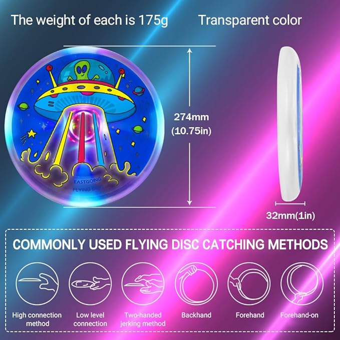 Eastgoing Outdoor Flying Disc 175 Gram, 10.75 Inch Sport Disc ，Loads of Colors Available, Suitable for Competitions, Team Flying Disc for Beach, Park, Pet, Camping and More,