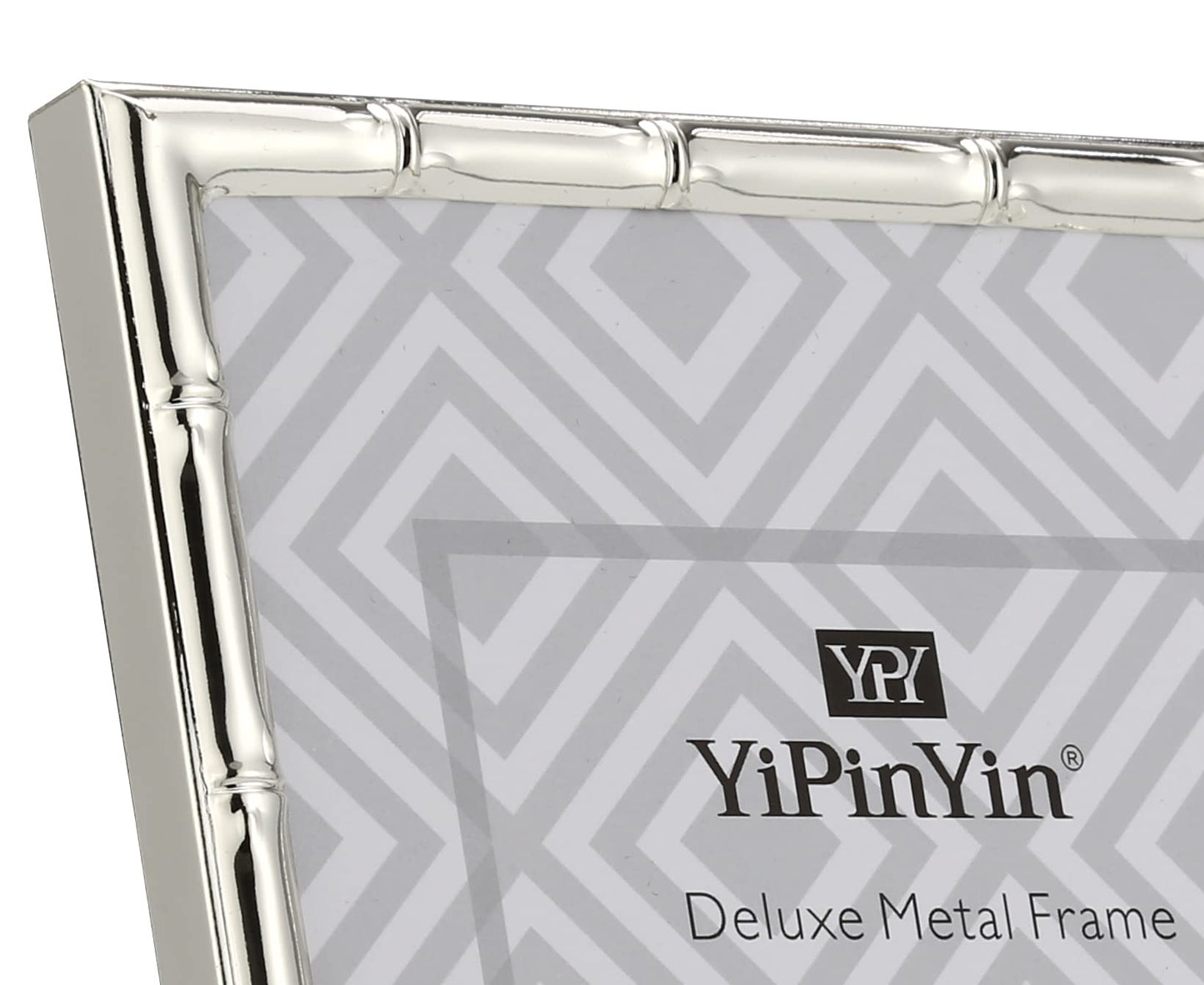 YiPinYin 4x6'' Bamboo Detail Designs Silver Metal Picture Frame 2pack, Elegant Silver Plated Baby Nurse Photo Frames 4x6'' With Soft Touch Velvet Backing for Desktop and Wall Décor
