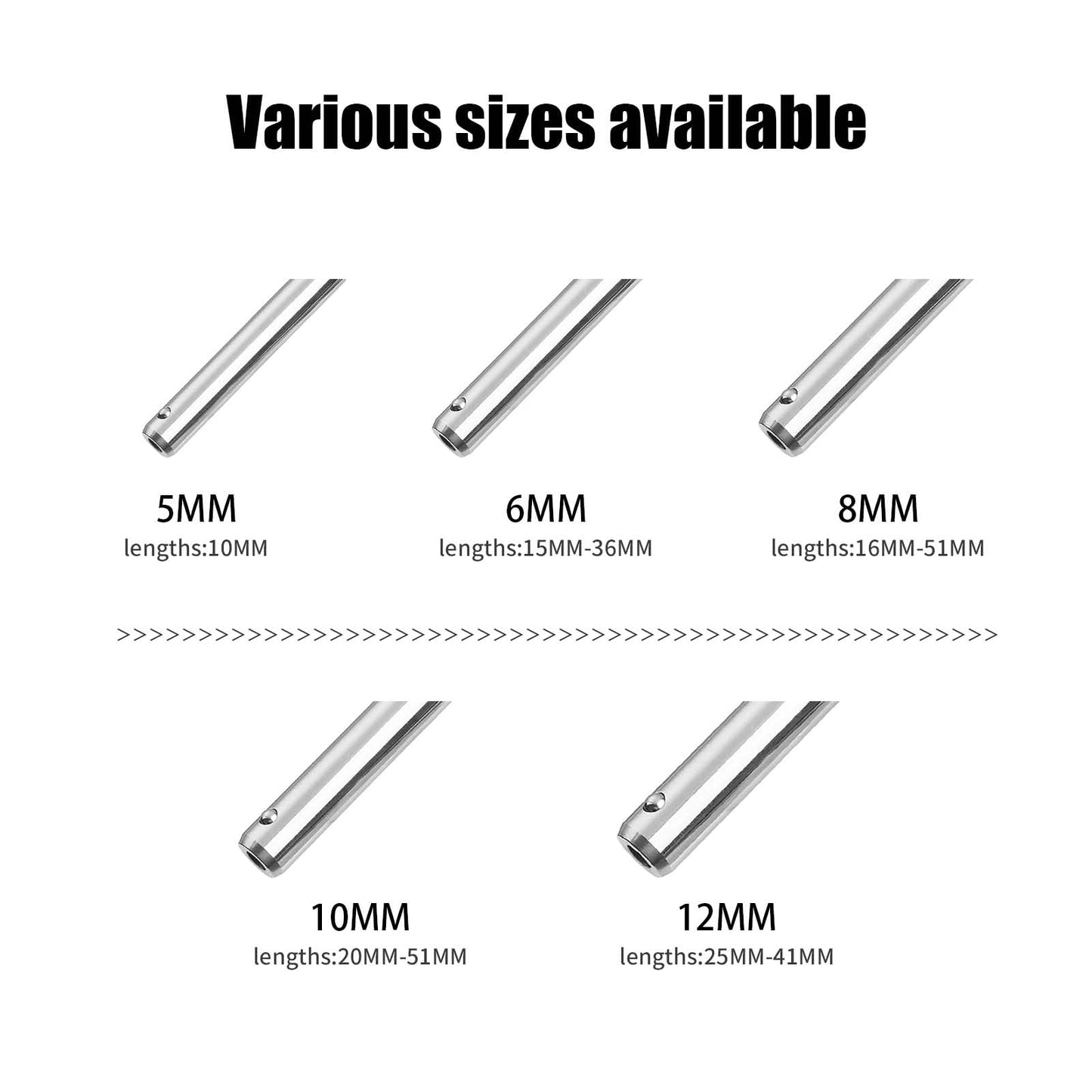 VXCICC 4 Pack 304 Stainless Steel Quick Release Pin 5/16 Inch Diameter Ball Locking Pin with Push Button Round Handle Lanyard Usable Length 2" (8mm x 51mm)