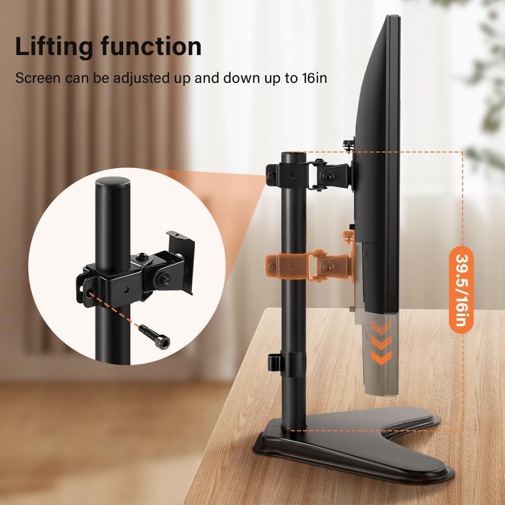 13 inch 32 inch 75*75mm/100*100mm 17.6Lbs KKTONER Single Computer Monitor Stand Metal Base Free Standing Desk Vesa