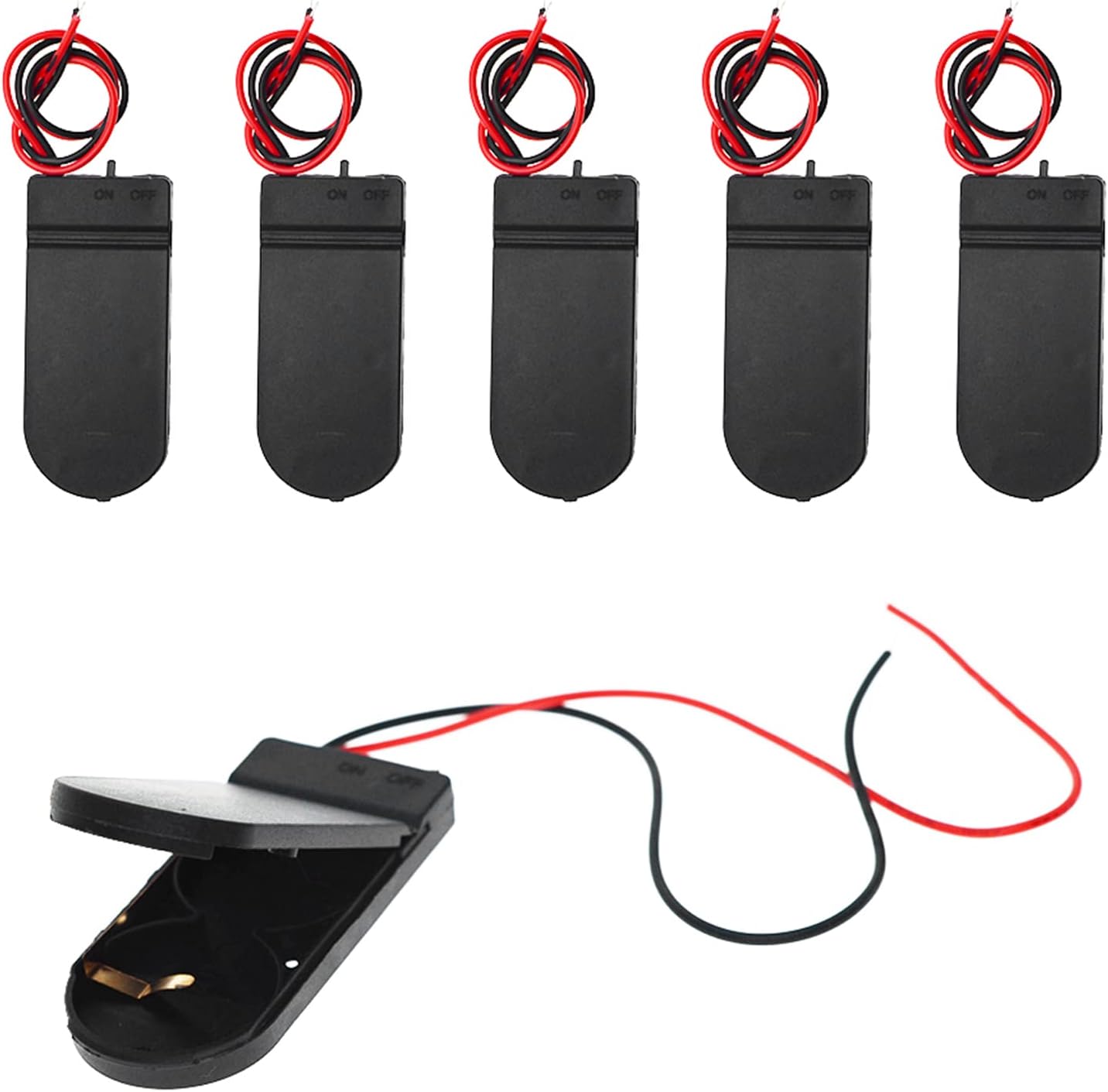 QTEATAK 6 2 3V CR2032 Pcs x Button Coin Cell Battery Holder with Leads On Off Switch