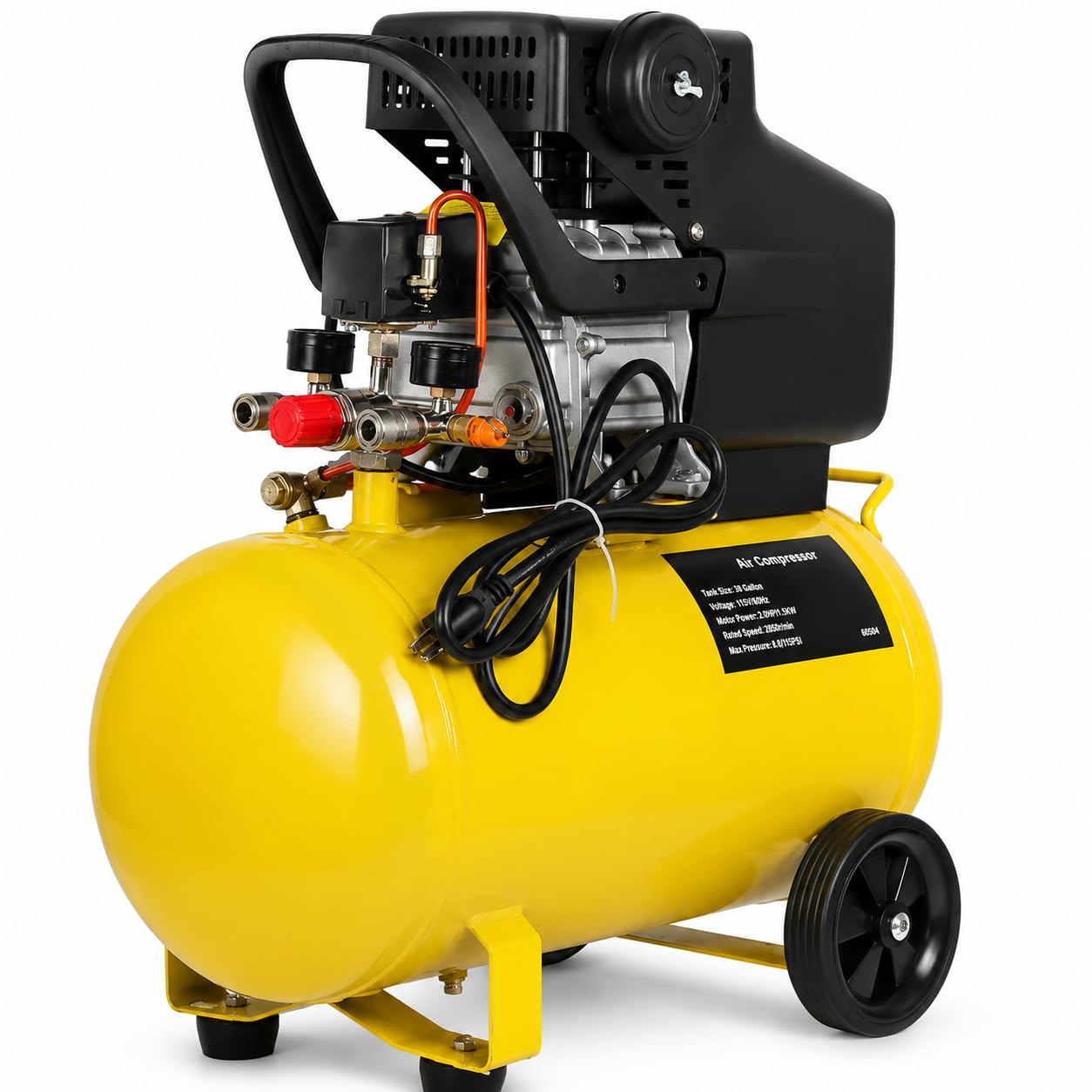Stark USA 3.5HP 10 Gallons Air Compressor Tank Ultra Quiet Horizontal Tank Adjustable Pressure Ideal for DIY, Home & Garage Applications, 8.37 CFM