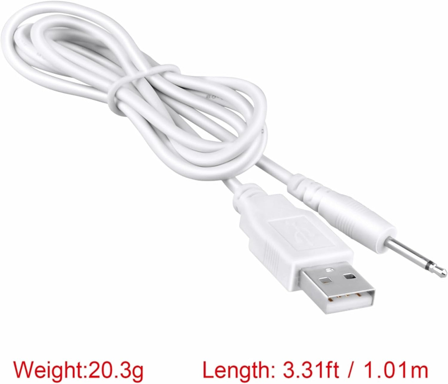 3ft Black USB to DC Power Charger Cable for Bed Geek Wand