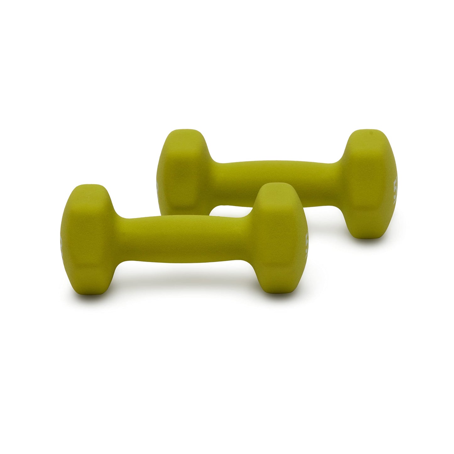 Amazon Basics Neoprene Dumbbell Hand Weights for Workout and Exercise, Hexagon Shape, 5 Pounds, Pair, Green