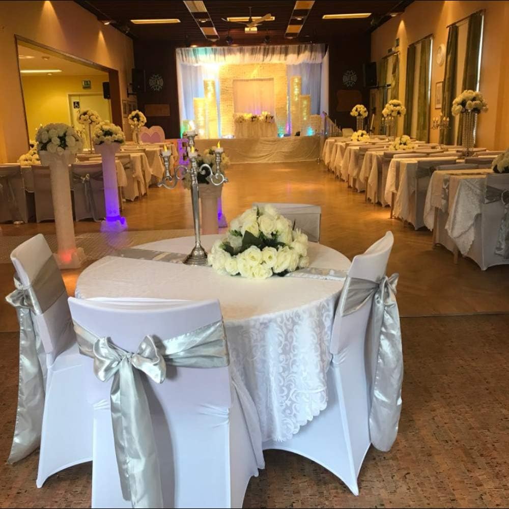 Skiennix Satin Baby Blue Chair Sashes - 50 Pack, 7x108 Inches Light Blue Ties for Weddings & Parties