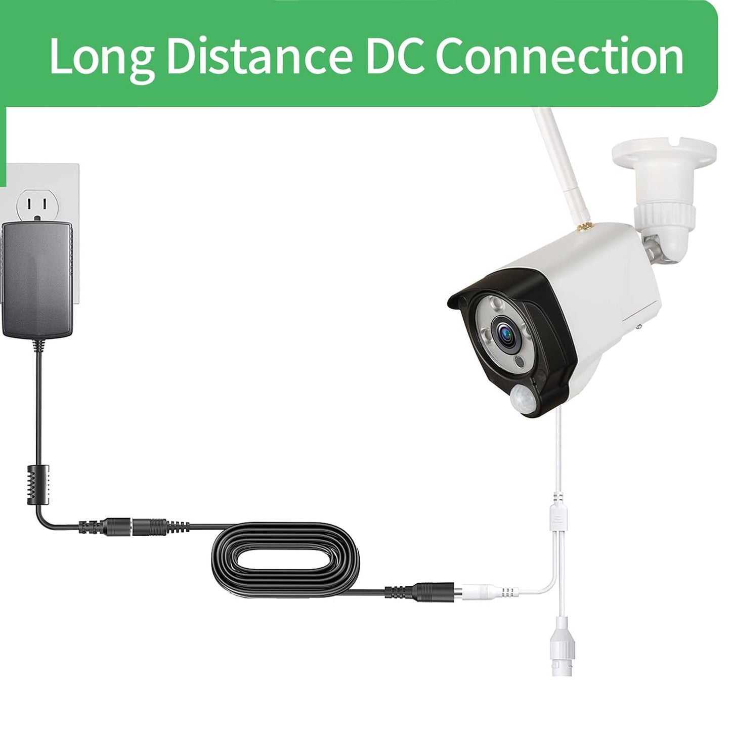 Security-01 5M 16FT 5.5mm 2.1mm,for (Pack 2) DC Power Extension Cable x CCTV Camera IP WiFi Camera,DVR,LED Strip,DC
