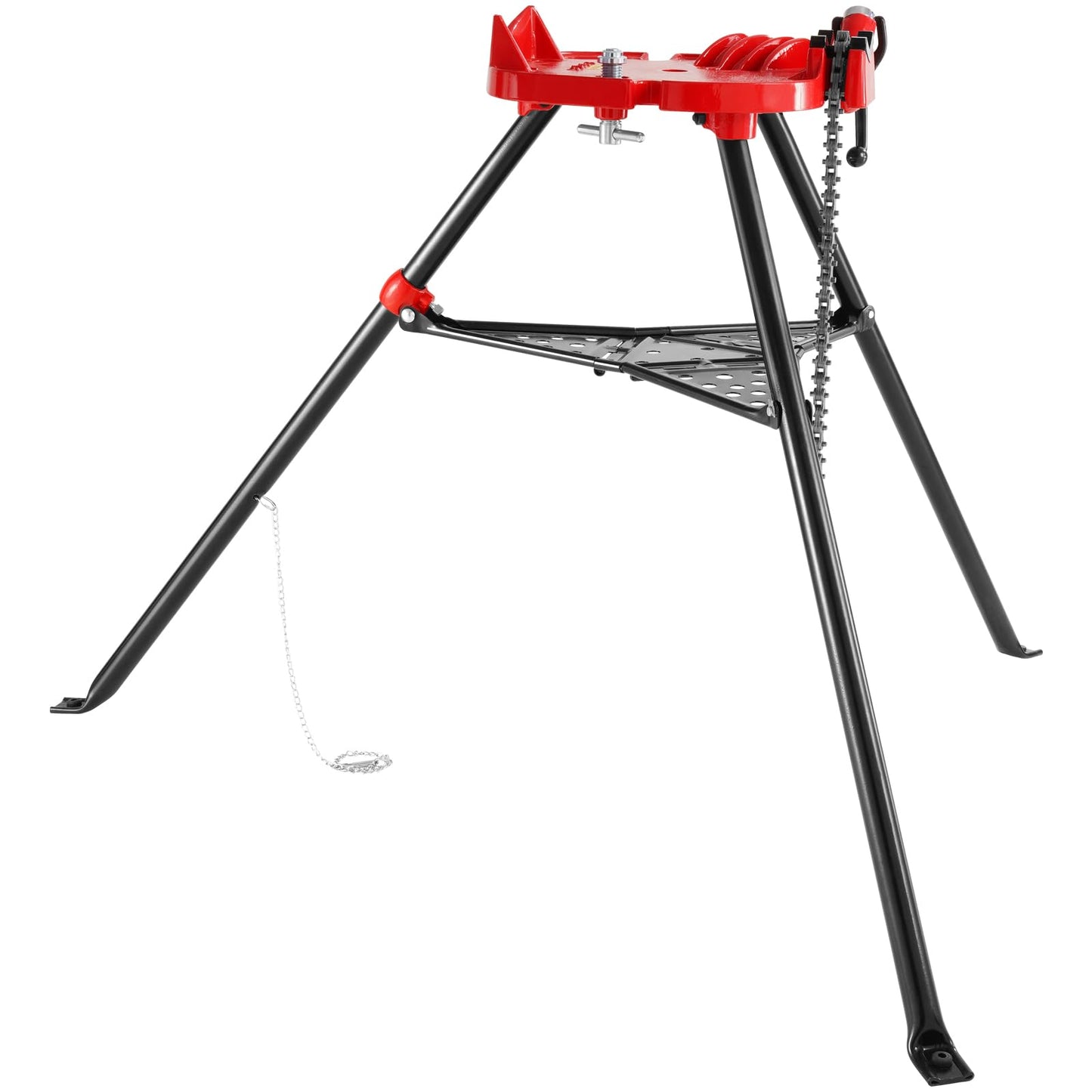 Mophorn 460-6 Tripod Pipe Chain Vise 1/8"-6" Capacity,Pipe Stand Portable Foldable Steel Legs,Pipe Jack Stands w/ Tool Tray, Tripod Stand Chain Vise Ideal for a Variety of Pipe Materials