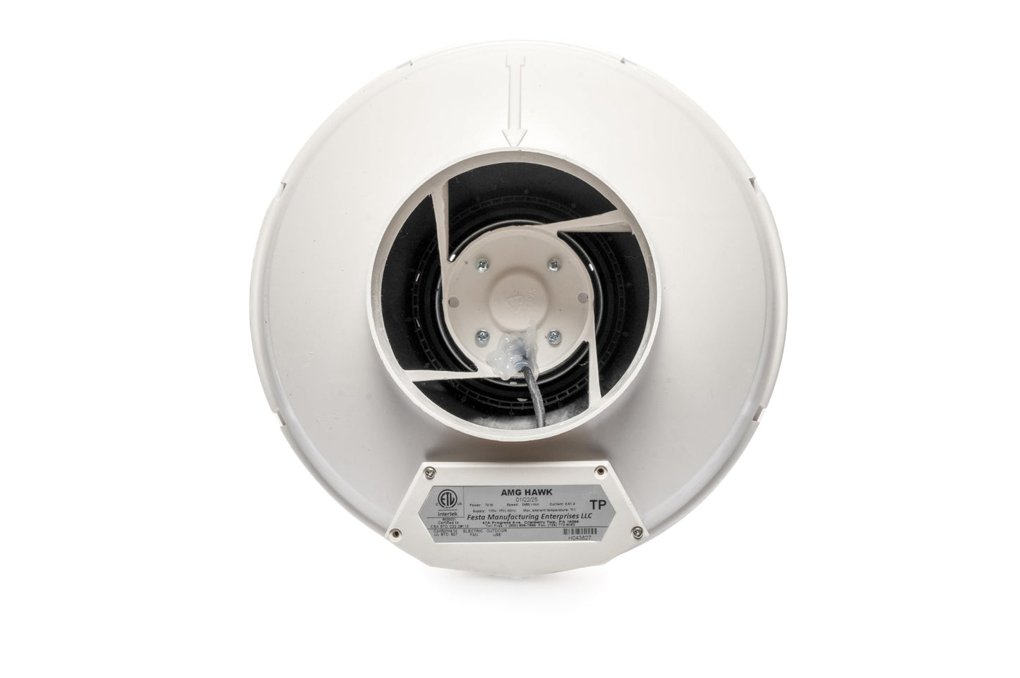 Festa AMG Hawk Radon Fan - Quiet and Energy Efficient 322 CFM Radon Mitigation System Inline Fan - 6" Electric Waterproof Inline Duct - Made with Sturdy Glass Reinforced Poly-Resin – White