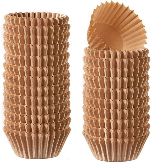 GUSTO Kraft Mini Cupcake Liners - 500 Pcs Food Grade, Grease-Proof Baking Cups for Muffins & Cupcakes