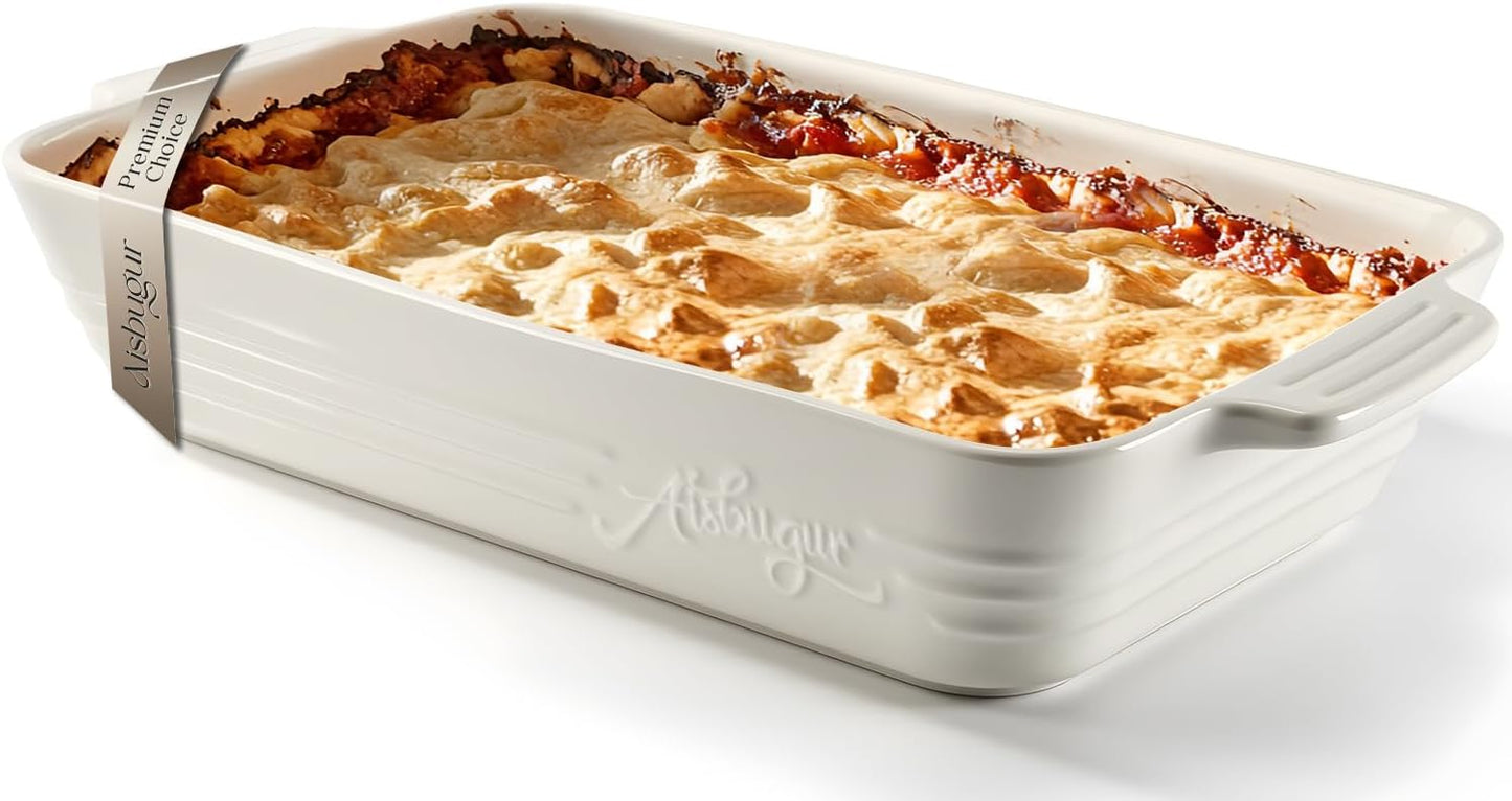 Regine Switzerland Casserole Dish - 9x13 Ceramic Baking Pan with Handles | 4.2 Quarts, Durable & Stylish
