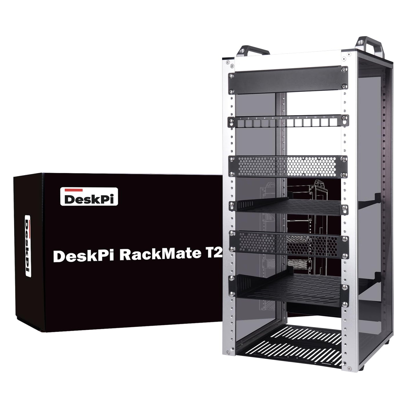 GeeekPi 12U Network Rack, 10 inch Mini Server Rack for Network, Servers, Audio, and Video Equipment, DeskPi RackMate T2 Rackmount, 10.23 inch Depth
