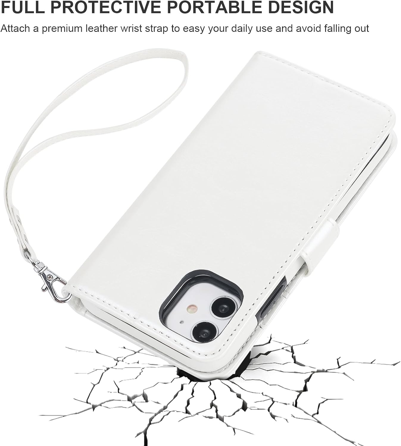 Bocasal 11 11 6.1 inch for iPhone Wallet Case with Card Holder PU Leather Magnetic Detachable Kickstand Shockproof