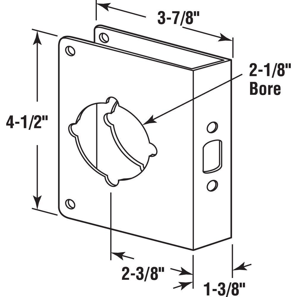 Prime-Line U 9555 Brass Lock and Door Reinforcement Plate for 1-3/8 In. Thick Doors, Brass Finish (Single Pack)