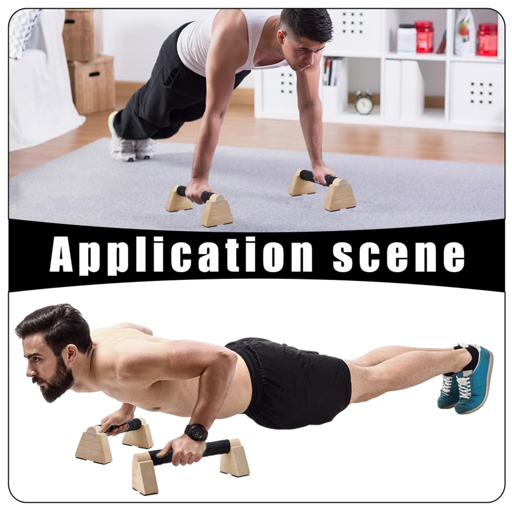 AHANDMAKER 2Pcs Wooden Parallettes Bars for Handstand Training 9.8x3.8x3.9 in Natural Bisque Calisthenics Equipment Push Up Bars Dip Stands for Home Gym Strength Training Men Fitness Essentials