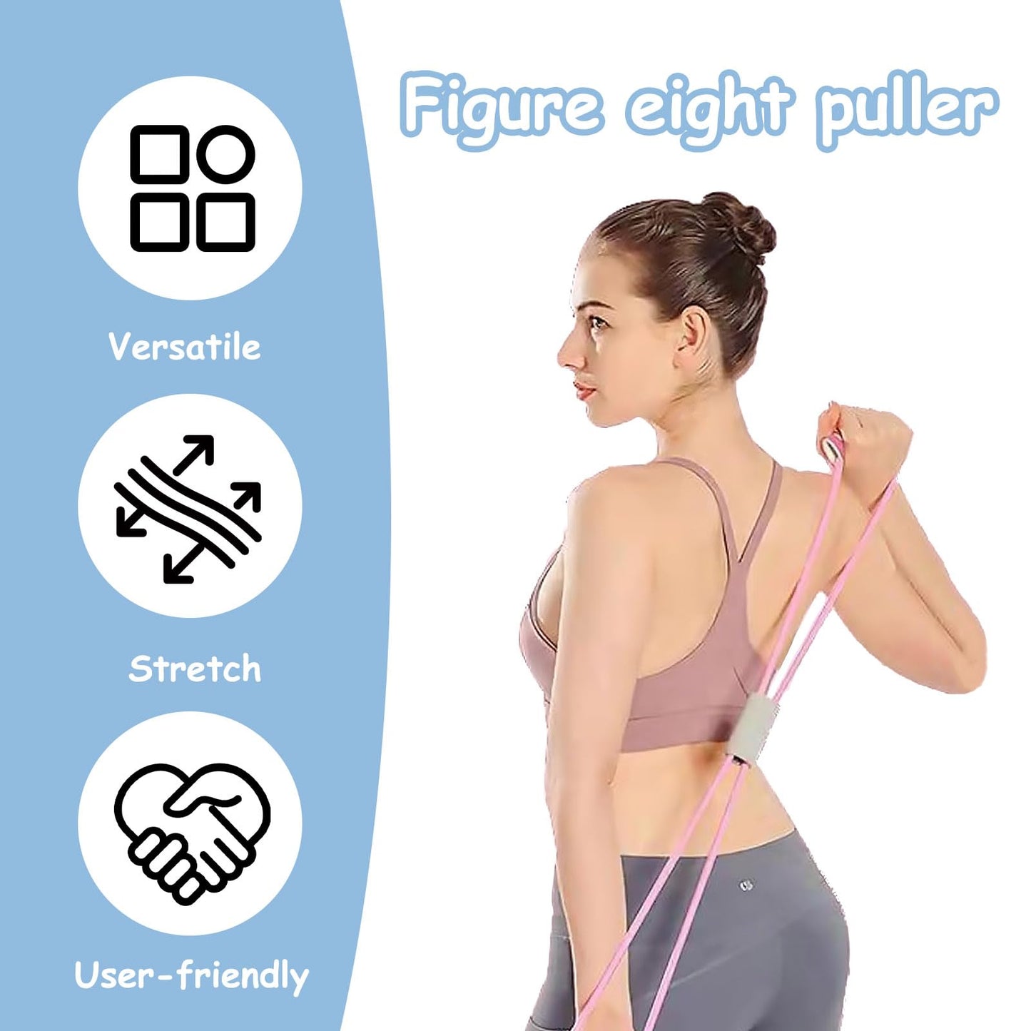 3 Pieces Figure 8 Resistance Band, Saludea Resistance Band with Handles Stretch Fitness Strap for Full-Body Exercise Strength Training Home, Gym (Pink + Purple + Blue)