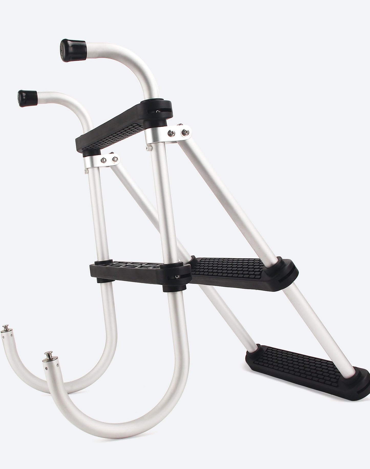 Mojiate 4-Step Aluminum Folding Boat Ladder | 500lb Capacity | Non-Slip Steps | Lightweight Removable Design for Pontoons, Yachts & Docks