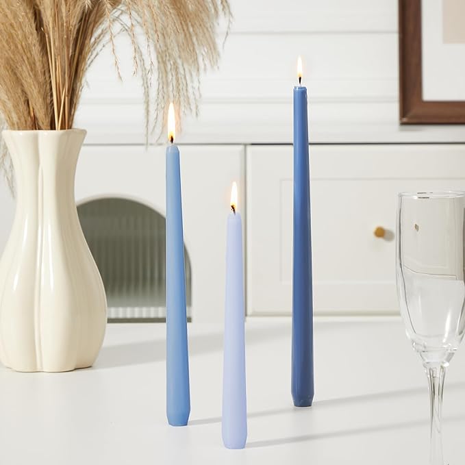 MTLEE Taper Candles 8/10/12 Multi Height Unscented Taper Candles 8 Burn Hours for Dinner Decorative Home Decoration Wedding Party Candlesticks (Gradient Blue,36)