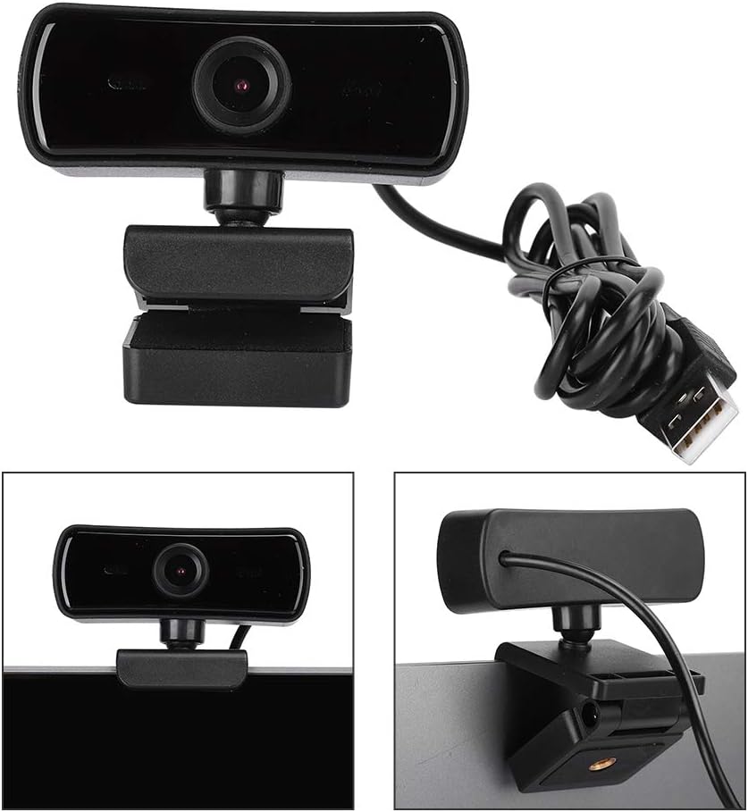 ASHATA 4K 2K 2560 1440 Webcam, Video, x Resolution, Built-in Microphone, Auto Focus, Plug and Play, Black