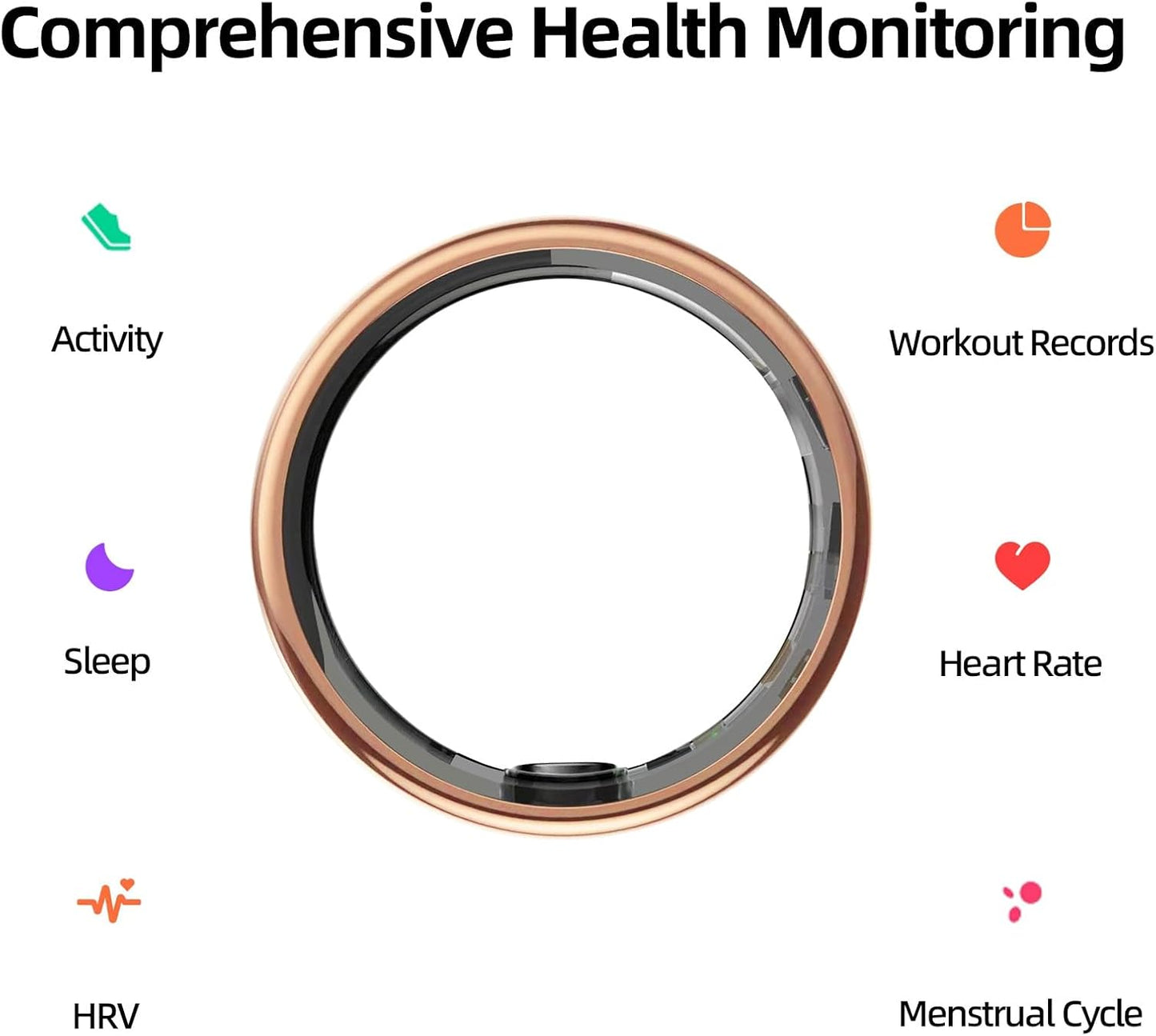 TIAZUUX Tracker-IP68 Smart Ring for Women&Men-Activity/Sleep/Heart Rate/HRV/Stress/Women's Health