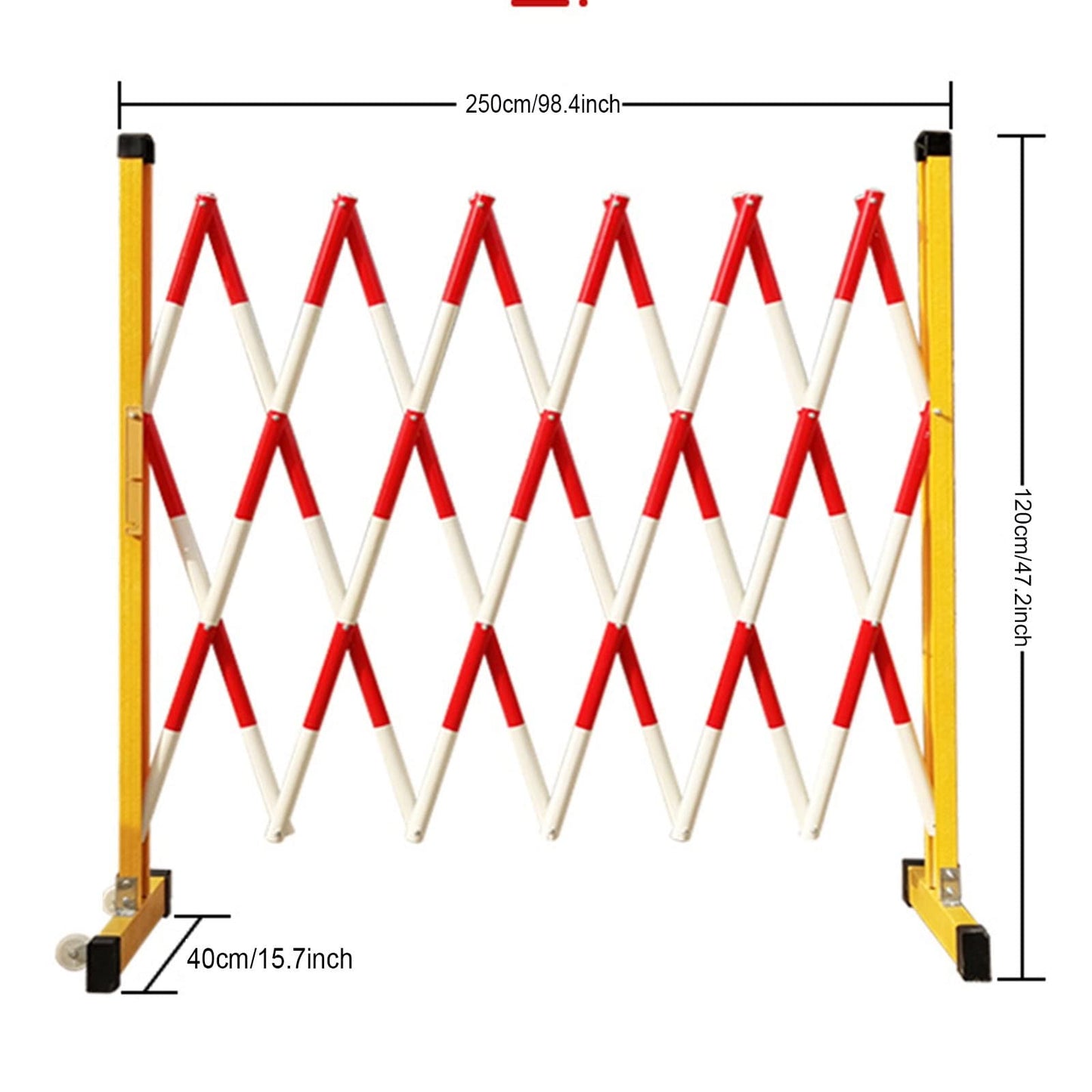 UYCVT Expandable Barricade Fence, Fiberglass Reinforced Plastic Insulated Retractable Fence Safety Construction Barrier-Red-White-1.2x2m