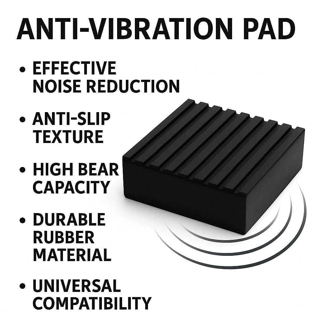 4 Pack Heavy-Duty Anti-Vibration Pads – Solid Rubber 4"x4"x1" | Noise Dampening, Slip-Resistant Pads for Air Compressor, Generator, Washer, Dryer, HVAC Equipment