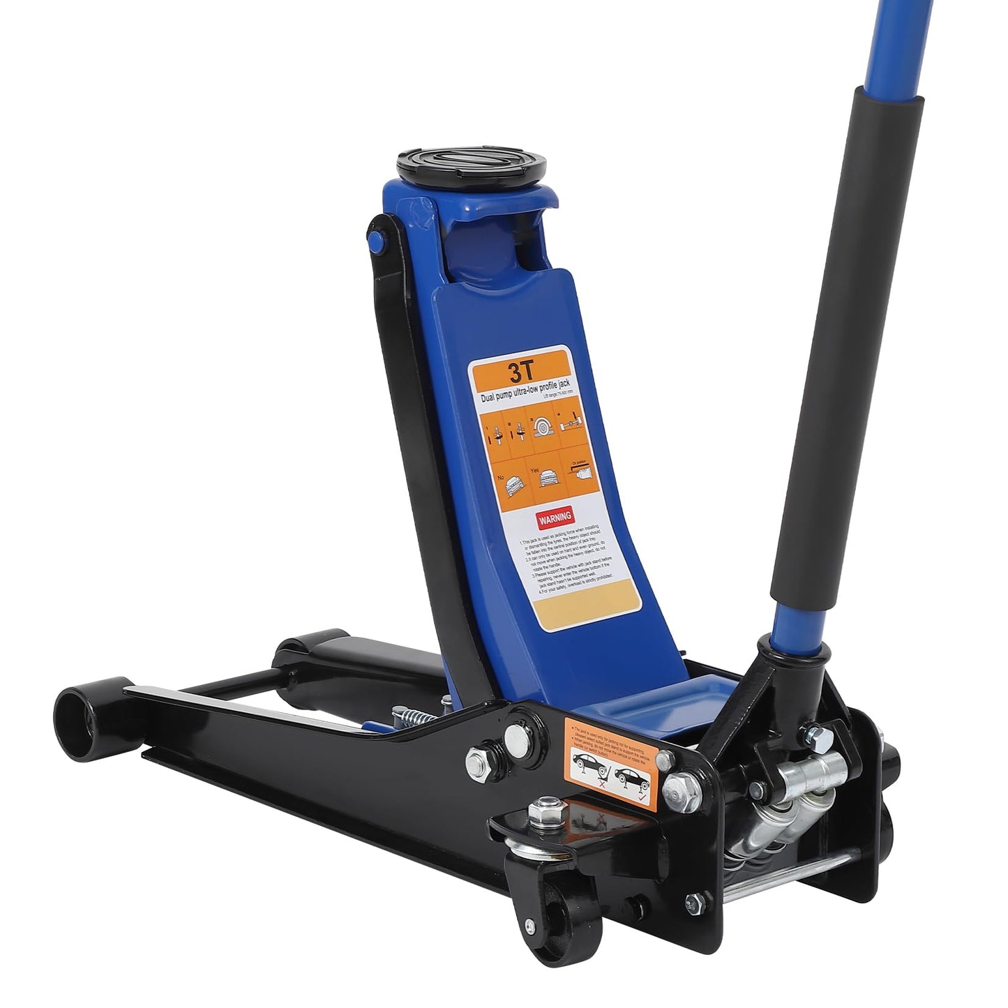 Garvee 3 Ton Low Profile Floor Jack, Hydraulic Car Jack with Dual Pump Quick Lift Technology, 3" to 19.5" Wide Lifting Range, 6600Lbs Heavy Duty Carbon Steel Floor Jack for Car, SUV, Truck, Blue