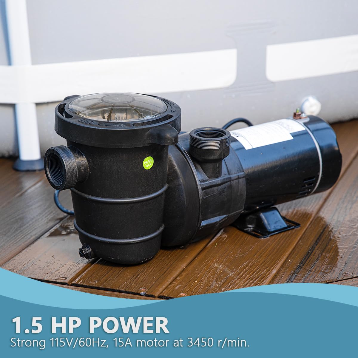 XtremepowerUS 1.5HP High Flow Pool Pump Self Prime for Above Ground Swimming Pool Spa Pump Flow 5400GPH 1.5" Large Strainer Basket Filter