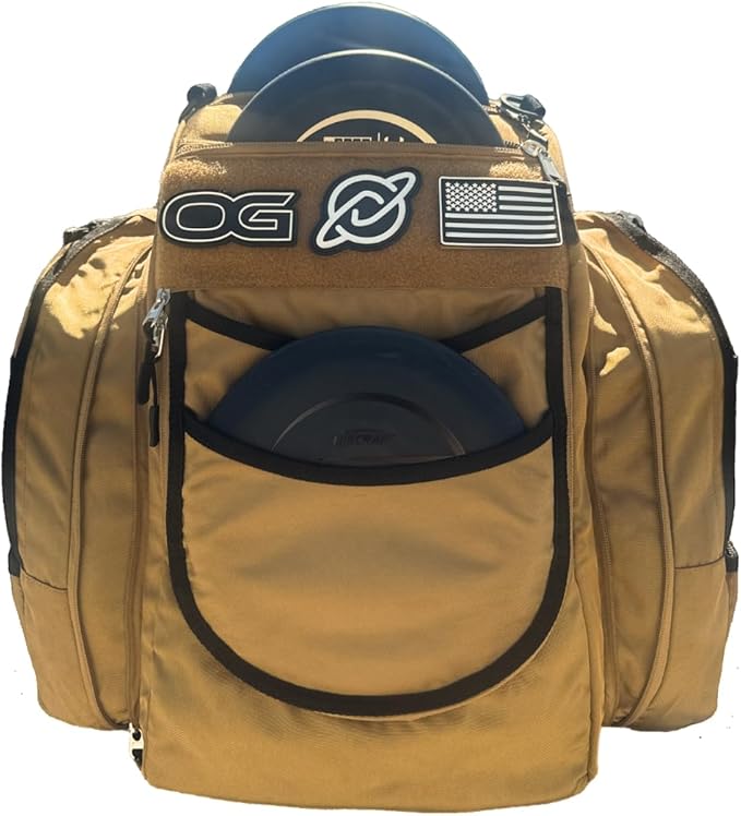 Discology Disc Golf OG V3 Disc Golf Bag | 26+ Disc Capacity | Premium Disc Golf Backpack Bag | Tough, Durable Design | 2 Large Top and Side Compartments | Top Patch Panel with Three Patchs Included