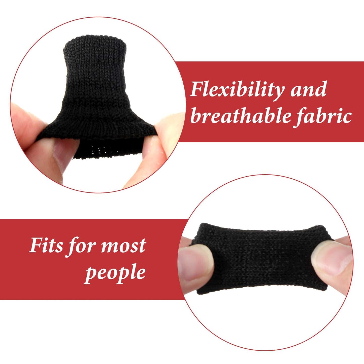 Ouligay 20 PCS Finger Sleeves Black Sport Finger Brace Protector Compression Sleeve Breathable Elastic Thumb Sleeves Thumb Splint Brace Support for Basketball, Golf Sports Aid Support