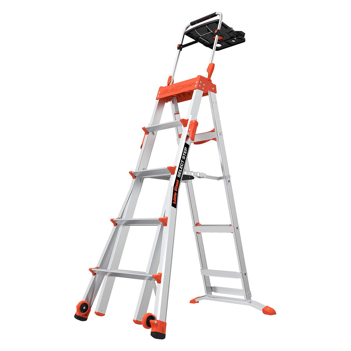Little Giant Ladders, Select Step with AirDeck Accessory, 5-8 Foot, Stepladder, Aluminum/Orange