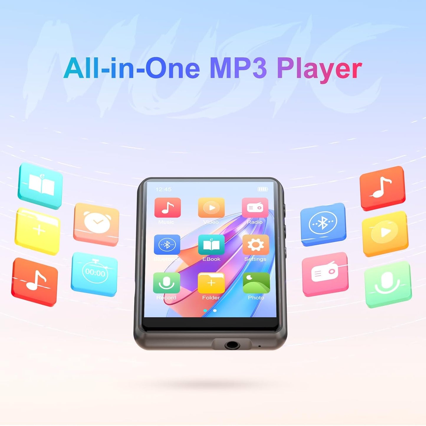 MECHEN 64GB MP3 5.3 2.4" 128GB. Player Bluetooth with Full Touch ScreenPortable Digital Music Player with SpeakerFM