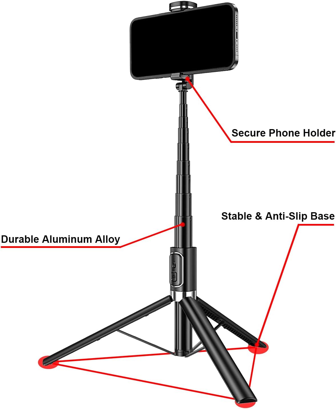 CAMBOFOTO 360 2-in-1 Selfie Stick Tripod,Compact Stand Stable, Rotating Head, Design for Selfies & Hands-Free Shots