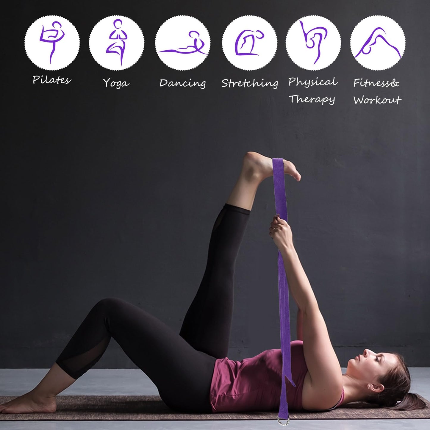 Outus 20 Pack Yoga Blocks and Straps Non-Slip EVA Foam Blocks with Metal D Ring Straps for Gym Exercise and Workout(Purple)