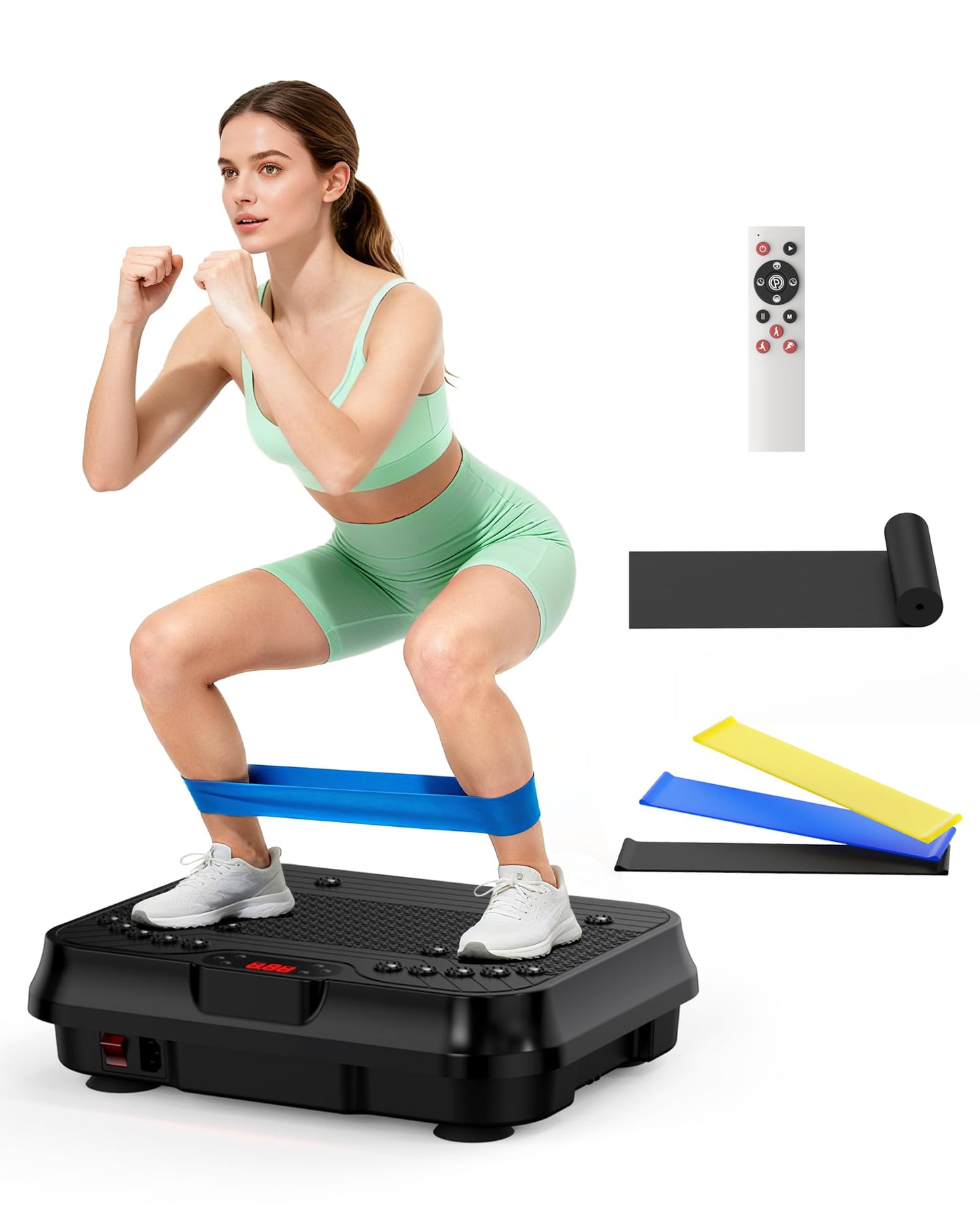 Vibration Plate Exercise Machine, Shake Plate, Vibration Plate for Lymphatic Drainage & Weight Loss, 250 Speed Levels, 400 Lbs Capacity Whole Body Vibrating Plate Workout with Fitness Resistance Band