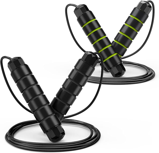 Jump Rope, Tangle-Free Rapid Speed Jumping Rope Cable with Ball Bearings for Women, Men, and Kids, Adjustable Steel Jump Rope with Foam Handles for Home Gym Exercise Fitness Workout Equipment & Slim Body