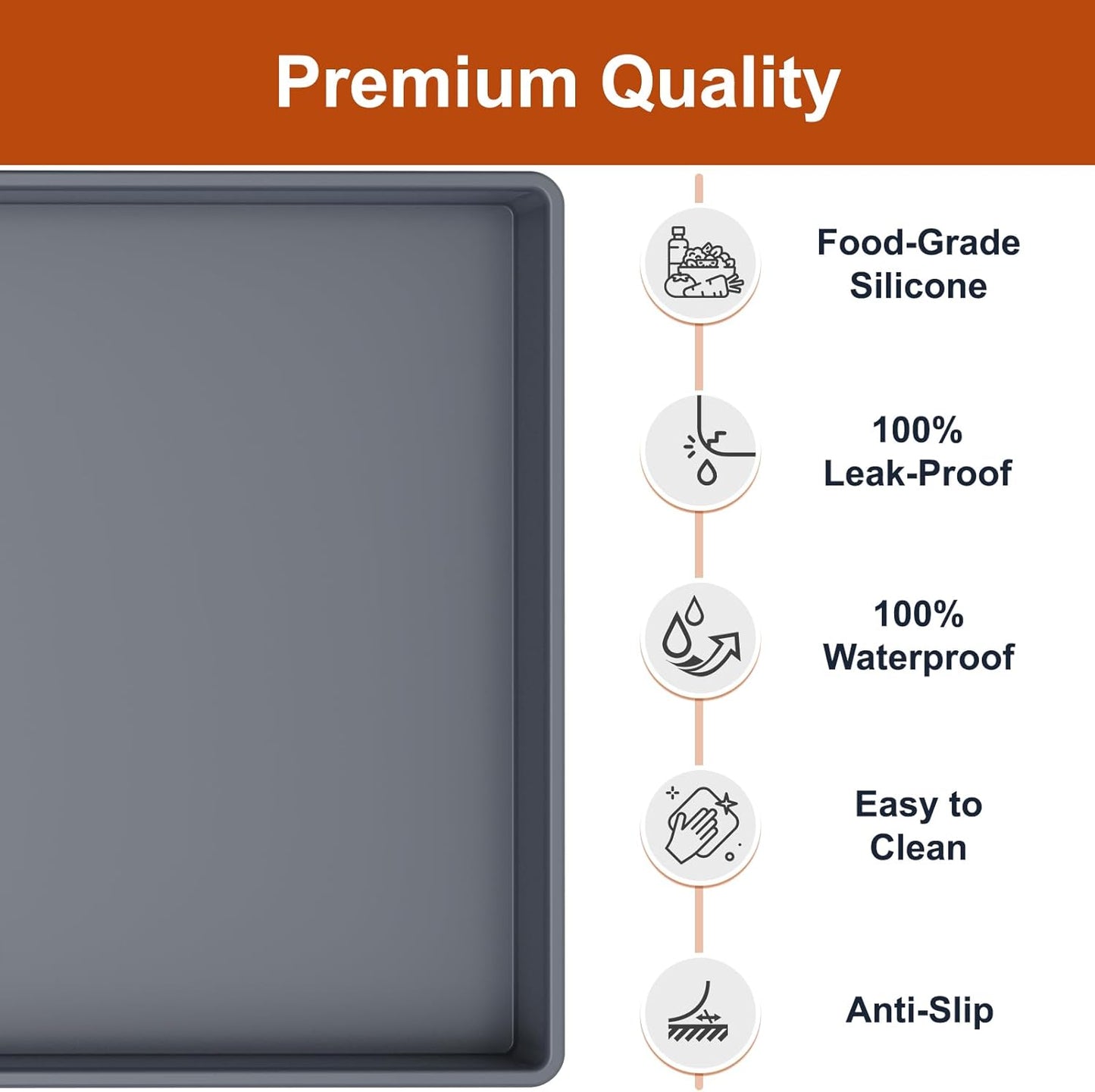 Ukeetap Extra Thick Silicone Mat - Waterproof Under Sink Mat for Kitchen & Bathroom | 34" x 22", Gray