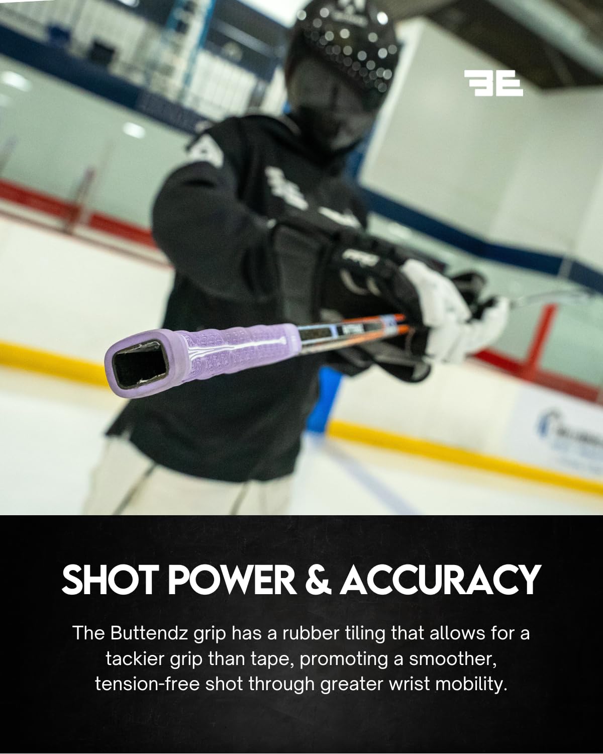 Buttendz Fusion Z Hockey Stick Replacement Grip - Reusable Design, Small Knob Player Grip for Top Hand Mobility, Fits All Stick Sizes (Black, White Drip)