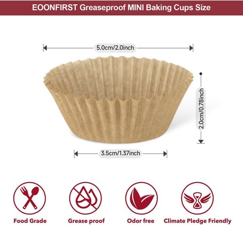 Eoonfirst Mini Cupcake Liners - Food Grade Greaseproof Paper Baking Cups | Non-Stick, 400 Pcs