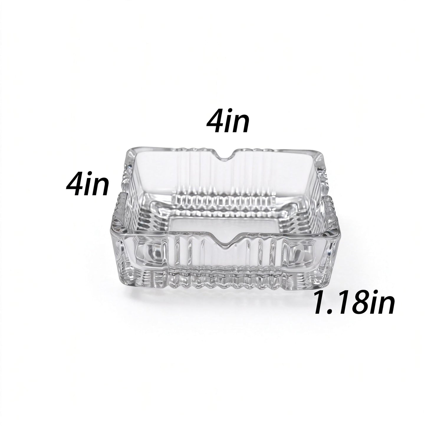 ZSHNYUKX 3 Pack 4 inch Square Glass Ashtray, Clear Thick Tempered Glass Cigarette Ash Tray, Easy Clean Heavy Duty Smoke Tray for Home Office Outdoor Party Decoration
