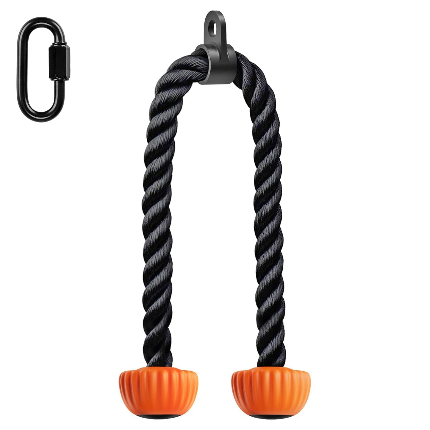 SELEWARE Triceps Rope with Non-Slip Soft Rubber Ends Home Gym Cable Attachment Workout Accessories 28 inches Long Orange