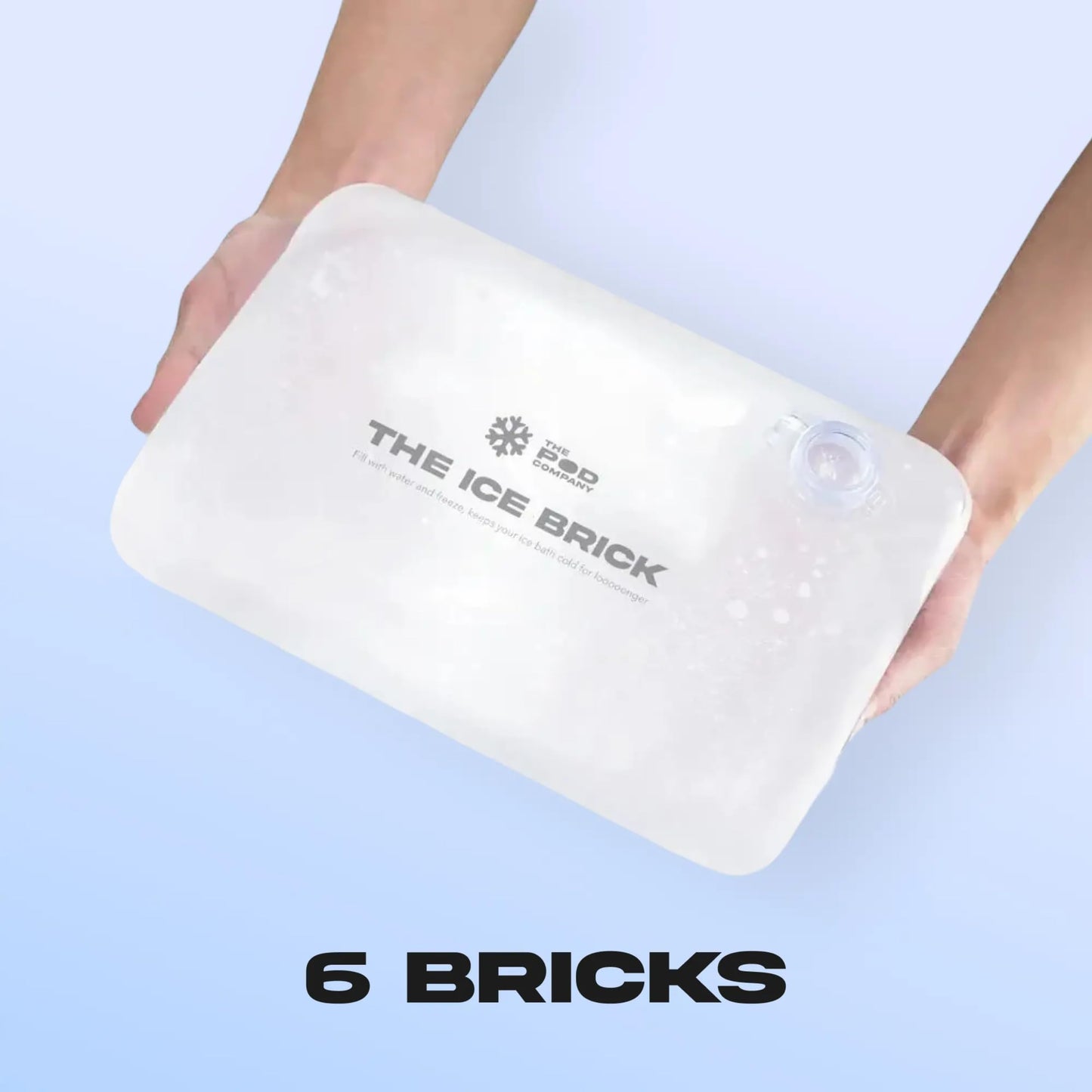6-Pack Ice Brick, Reusable 3 lb Ice Blocks for Cold Plunge, Long-Lasting Cooling for Colder Water Longer, Durable Refillable Ice Bricks, Fill to 90% Max, The Pod Company