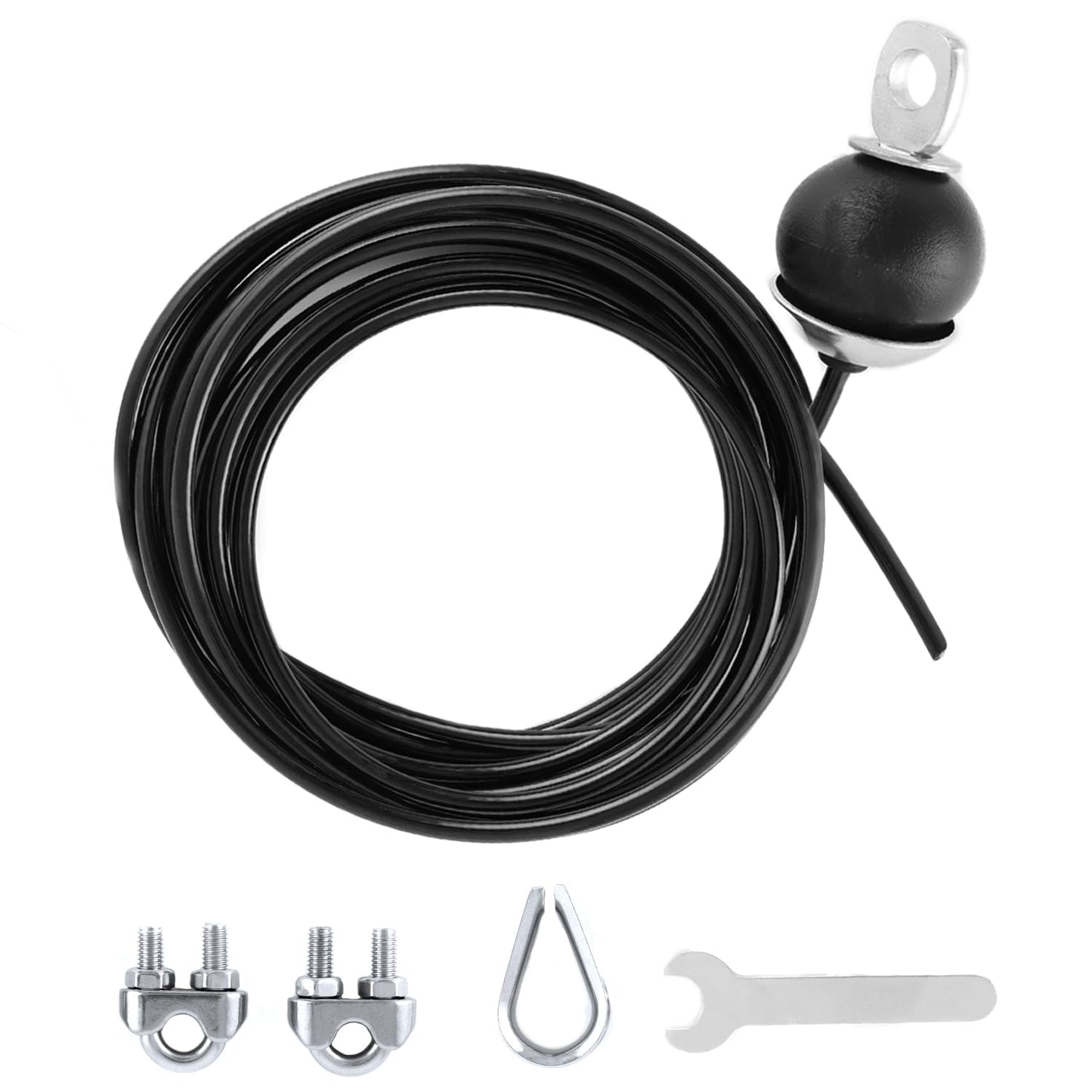 QWORK Fitness Pulley Cable 197 Inch - Adjustable Home Gym Cable Pulley System Replacement, 500lb Capacity Steel Wire Rope for Pulley Machine Accessories