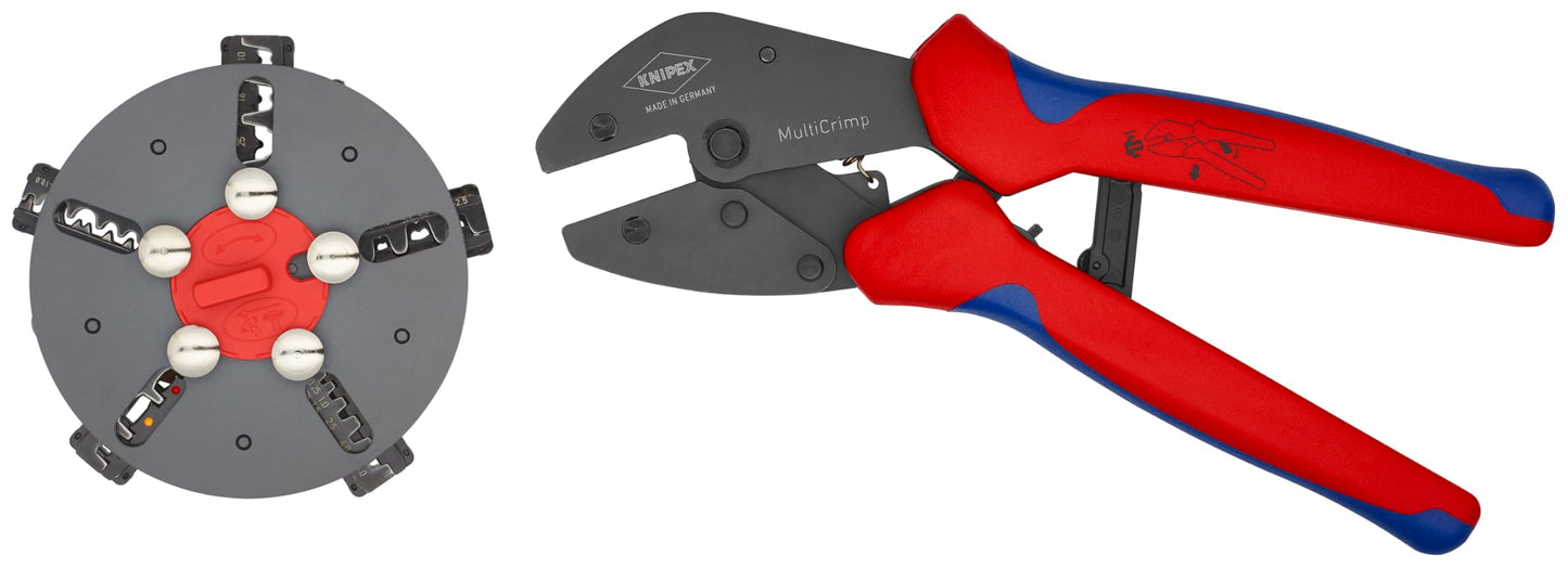 Knipex Tools 97 33 02 MultiCrimp Pliers and Quick Changer Magazine with 5-Interchangeable Crimping Dies